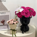 GobekUsa Ceramic Vase with Artificial Flowers Bouquet for Desk and Room Decoration