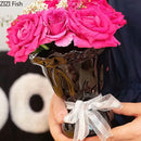 GobekUsa Ceramic Vase with Artificial Flowers Bouquet for Desk and Room Decoration
