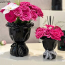 GobekUsa Ceramic Vase with Artificial Flowers Bouquet for Desk and Room Decoration
