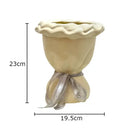 GobekUsa Ceramic Vase with Artificial Flowers Bouquet for Desk and Room Decoration