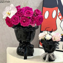 GobekUsa Ceramic Vase with Artificial Flowers Bouquet for Desk and Room Decoration