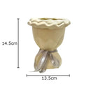 GobekUsa Ceramic Vase with Artificial Flowers Bouquet for Desk and Room Decoration