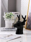 GobekUsa Deer Head Ceramic Vase - Home Decor Animal Head Flower Vase