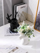 GobekUsa Deer Head Ceramic Vase - Home Decor Animal Head Flower Vase