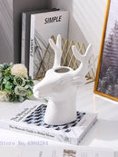 GobekUsa Deer Head Ceramic Vase - Home Decor Animal Head Flower Vase