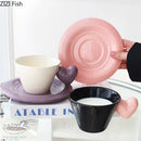 Glossy black heart shape lovers mug set dining room porcelain cup by Decorbites
