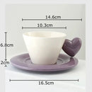 Glossy black heart shape lovers mug set dining room porcelain cup by Decorbites