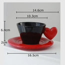 Glossy black heart shape lovers mug set dining room porcelain cup by Decorbites