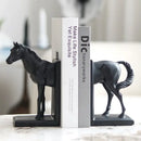 Resin Dark Horse Stallion Figurine - Elegant Shelf Decor for Bookshelves and Home Office Display