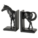 Resin Dark Horse Stallion Figurine - Elegant Shelf Decor for Bookshelves and Home Office Display