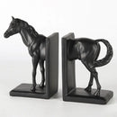 Resin Dark Horse Stallion Figurine - Elegant Shelf Decor for Bookshelves and Home Office Display