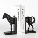 Resin Dark Horse Stallion Figurine - Elegant Shelf Decor for Bookshelves and Home Office Display