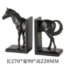 Resin Dark Horse Stallion Figurine - Elegant Shelf Decor for Bookshelves and Home Office Display
