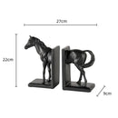 Resin Dark Horse Stallion Figurine - Elegant Shelf Decor for Bookshelves and Home Office Display