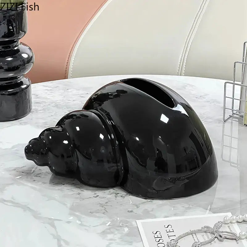 GobekUsa Conch Ceramic Tissue Box: Charming Table Decoration & Paper Towel Case, photo 3 of 8