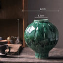 GobekUsa Green Ceramic Spherical Vase Geometric Lattice Design Home Decor Accessory