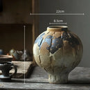 GobekUsa Green Ceramic Spherical Vase Geometric Lattice Design Home Decor Accessory