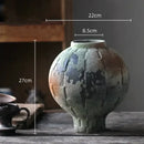 GobekUsa Green Ceramic Spherical Vase Geometric Lattice Design Home Decor Accessory