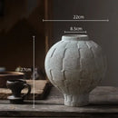 GobekUsa Green Ceramic Spherical Vase Geometric Lattice Design Home Decor Accessory