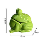 Glossy green frog ceramic ashtray with lid living room decor by Decorbites