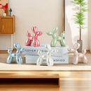 Glossy iridescent silver and gold 22cm balloon dog – living room decor by Decorbites