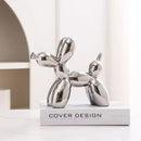 Glossy iridescent silver and gold 22cm balloon dog – living room decor by Decorbites