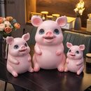 GobekUsa Cartoon Pig Child Savings Jar Piggy Bank Desk Decoration Resin Sculpture