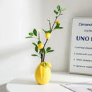 Glossy yellow ceramic lemon flower vase kitchen citrus decor by Decorbites