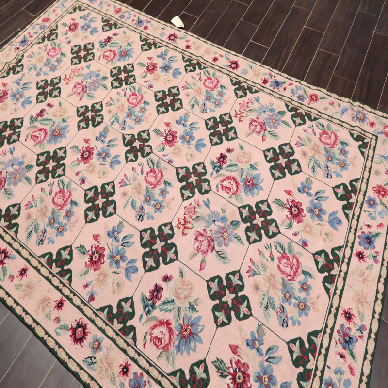 5'9" x 8'9" Hand Woven Traditional French Aubusson Needlepoint Area Rug Apricot