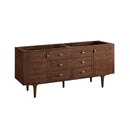 James Martin Amberly 72" Dual Mount Double Bathroom Vanity, Mid-Century Walnut