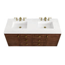 James Martin Amberly 60" Dual Mount Double Bathroom Vanity, Mid-Century Walnut