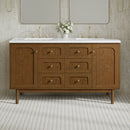 James Martin Laurent 60" Dual Mount Double Bathroom Vanity, Honey Oak