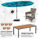 10 Pieces Patio Wicker Dining Set with 15 Feet Double-Sided Patio Umbrella by LJGDeals