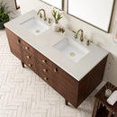 James Martin Amberly 60" Dual Mount Double Bathroom Vanity, Mid-Century Walnut