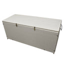White Wicker Patio Deck Box with 113 Gallon Storage and Metal Frame