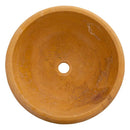 Round Gold Honed Travertine Vessel Sink 16 Inch Natural Bath
