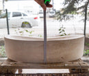 Oval Beige Travertine Vessel Bathroom Sink Handcrafted Light Stone