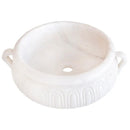 Round White Marble Vessel Bathroom Sink with Polished Surface 17 Inch
