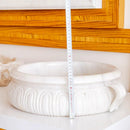 Round White Marble Vessel Bathroom Sink with Polished Surface 17 Inch