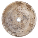 Valencia Beige Round Travertine Vessel Sink 16 Inch Stone Bathroom Vanity Top Polished