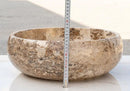 Valencia Beige Round Travertine Vessel Sink 16 Inch Stone Bathroom Vanity Top Polished