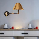 GobekUsa Nordic Metal Cone Wall Light - 10" W Indoor Lamp with Swing Arm, Gold Finish