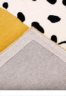 Gold And Black Shady Dalmatian Hand Tufted 4x4 Wool Rug