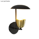 GobekUsa Gold and Black/White Bell Metal Sconce: Contemporary 1-Light Wall Lamp for Bedroom