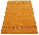 Gold and Blue Hand Loomed Wool Area Rug with Modern Geometric Contemporary Design by The Rug Decor