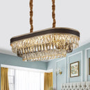 GobekUsa 10-Light Ellipse Island Pendant with Crystal Rectangle Down Lighting in Black