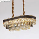 GobekUsa 10-Light Ellipse Island Pendant with Crystal Rectangle Down Lighting in Black