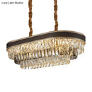 GobekUsa 10-Light Ellipse Island Pendant with Crystal Rectangle Down Lighting in Black