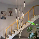 GobekUsa Crystal LED Chandelier: Stylish Staircase & Living Room Lighting