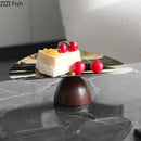 GobekUsa Gold Plated Wooden Fruit Bowl Tray Set for Home Kitchen and Restaurants
